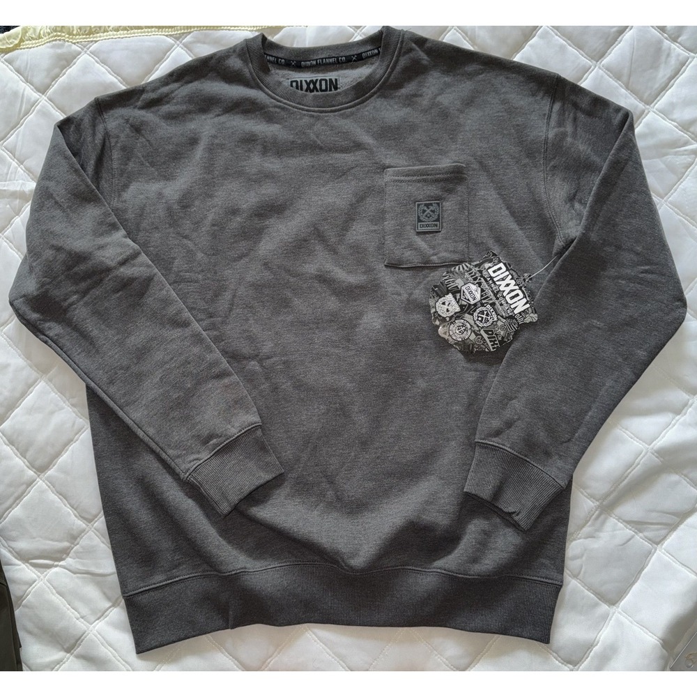 Dixxon Flannel Co. Men's Pocket Crewneck Fleece Sweatshirt Heathered Charcoal L